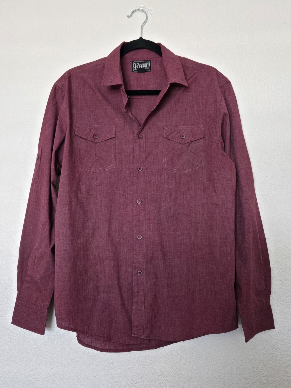 Retrofit Men's Button-Down Shirt in Burgundy Plum